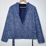 Banana Republic Blue Tweed Wool Blend Tie Belt Jacket Size 10 Photo 7