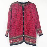 Dale of Norway Womens Vintage 90s Fair Isle Knit 100% Wool Cardigan Sweater S Red Photo 0