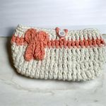 Handmade  Crochet Cotton Pouch w/ Bow & Button Closure Photo 1