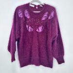 Creatore Dark Purple Maroon Angora Lambswool Blend Feminine Embroidered Beaded M Size M Photo 0