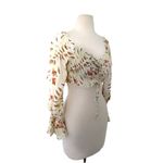 Le Salty Label Peasant Long Sleeves Sweetheart Neck Smocked Back Cropped Top M White Size M Photo 2