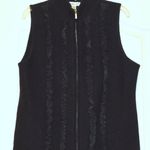 Coldwater Creek WOMEN'S BLACK RUFFLE FRONT ZIPPERED VEST 100% WOOL, SIZE… Photo 1