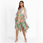 Johnny Was  Rivoray Cyrene Silk Dress Handkerchief Hem Size Small Photo 1