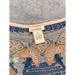 Sundance Womens Top Gray Heather Embroidered Floral Short Sleeve Boho Tee Small Black Photo 2