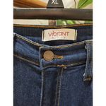 Vibrant  Womens Stacked Blue Denim Rayon Distressed Pockets Pull On Jeans Large Photo 5