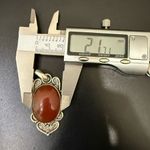 Vintage Handcrafted Silver Carnelian Cabochon Natural Stone Pendant 13.9g. Brown Photo 8