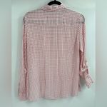 Foxcroft  Women’s Blouse White Red Tencel Rolled Sleeve Gingham Button Up Size 10 Photo 8