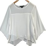 Sharagano Blouse Womens S White Bell Slit Sleeve Asymmetric Layers Modern Fairy Photo 0