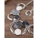 Boutique Fashionable Round Chunky Necklace Set earrings Silver Black Gray womens jewelry Photo 3