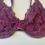 Cacique Unlined Pink Lace Sequin Velvet Seriously Sexy Underwire Bra Size 40B Photo 4