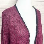 julie's closet Julie’s Closet Burgundy & Black Open Front Dolman Sleeve Cardigan Size Large Photo 3