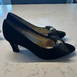 Bruno‎ Magli Size 7.5 B Velvet Bow Pump Heels Vintage Hollywood Glam Eveningwear Black Photo 2