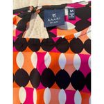 Kaari Blue Geometric Print Blouse with Triangle Cut Out Back Size Medium Photo 2