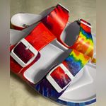 SO  Rainbow Tie Dye Slip-On Sandals Size 9 EUC Photo 1