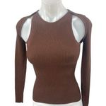 Princess Polly Women's Brown Long Sleeve Ribbed Knit Cutout Sweater Top Size S/M Photo 0