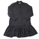 Hunter Bell NWT  Carter in Black Lace Trim Cotton Poplin Mini Shirt Dress S Photo 0