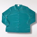 Blair Vintage  Jade Green Button Up Blouse Long Sleeve Size XL Photo 7