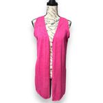 ZARA  Pink Linen Knit Sleeveless Cardigan Sweater Top Boho Festival Barbiecore S Photo 2