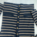 Lauren Ralph Lauren Striped V Neck Sweater Blue Photo 3