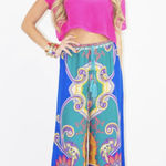 Flying Tomato  Orange and Purple Patterned Wide Leg Pull-On Palazzo Pants Photo 0