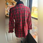 Vintage Bobbie Brooks embroidered holiday plaid button down shirt, size large Red Photo 5