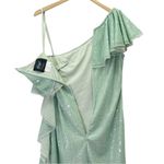 Mac Duggal  Sage Sequin One Shoulder Ruffle Mini Dress Size 6 Party Cocktail Photo 9