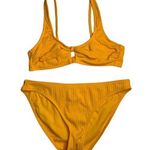 Xhilaration JUNIORS Honey Yellow Ribbed CHEEKY 2 Piece Bikini Swimsuit Size L Photo 0