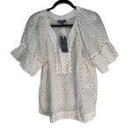 Democracy  White Sequin Embroidered Ruffle Sleeve Tunic Top Plus Size 1X Photo 1
