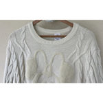 Disney Sweater Women Medium Ivory Cable Knit MINNIE MOUSE Large Logo Classic Photo 1