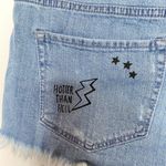 EXPRESS  Cut‎ Off Denim Shorts Size 0 Embroidered Floral Patch Distressed Jeans Photo 6