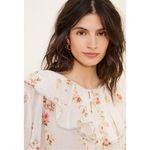 Free People Dainty Ethereal Ruffle Camilla Floral Gauze Blouse Large Cottage Photo 11