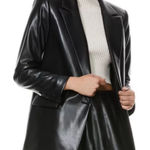 Joie  black vegan leather blazer size small‎ Photo 0