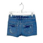 Armani Exchange Medium Wash Mid-rise Frayed Hem Denim Shorts Photo 4
