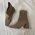 ZARA 90s Style Square Toe Taupe Gray Beige Textile Slim Sock Ankle Boots US 8 Photo 7