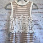 Anthropologie  Postmark knit top lace overlay stripe XS ivory Photo 6