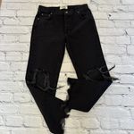 Free People #42 NWOT Maggie Mid-Rise Straight-Leg Jeans in Washed Black Photo 4