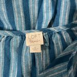 The Loft Beach Teal & Blue Striped Tassel Split Neck Popover Top Photo 9