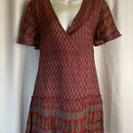 Raga Avah Floral Faux Boho Wrap Mini Dress color Wine size LARGE BRAND New Photo 8
