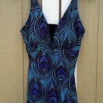 Mermaid Maternity Tankini Swimsuit Top Size Medium USA Peacock Purple Blue Photo 0