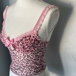 Romwe Pink Animal Print Lace Camisole Photo 2