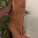 Jessica Simpson Brown Tan Abilene Alan genuine leather 4” heeled knee high western cowboy/cowgirl boots flame embroidery Photo 0
