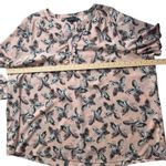 Lane Bryant  Floral Leaf Print‎ Button Up Blouse 28 Pink Long Sleeve Lightweight Photo 8