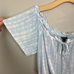 Torrid Crop Top 1X Blue White Off Shoulder V-Neck Tie Dye Gauze Lightweight Photo 1