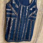 EXPRESS  Navy Blue Silver Sequin Stretchy Modal Tanktop, M Photo 3