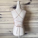 ZARA Off White Watermelon Fruit Print Strappy Backless Crop Top Photo 7