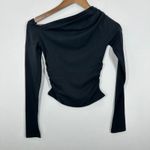 J.Crew Black One Shoulder Ruched Long Sleeve Top Fitted Modern XS NWT Date Night Photo 6