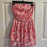 Strapless Floral Mini Dress Pink Size M Photo 1