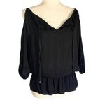 Guess  Black Cold Shoulder Peplum Blouse Size Small Business Casual Shabby Chic Photo 7