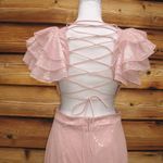 Mac Duggal NWOT  10829 SEQUINED RUFFLED CUT OUT LACE UP GOWN Pink Size 4 Photo 12