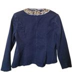 Draper's & Damon's petite denim jacket sequin Bead trim Embellished Glam Blazer Blue Size M Photo 4